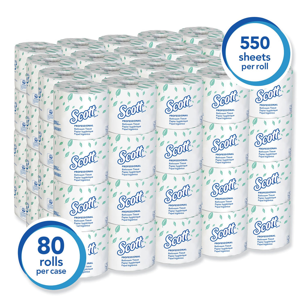 Scott Essential Standard Roll Bathroom Tissue for Business, Septic Safe, 2-Ply, White, 550 Sheets/Roll