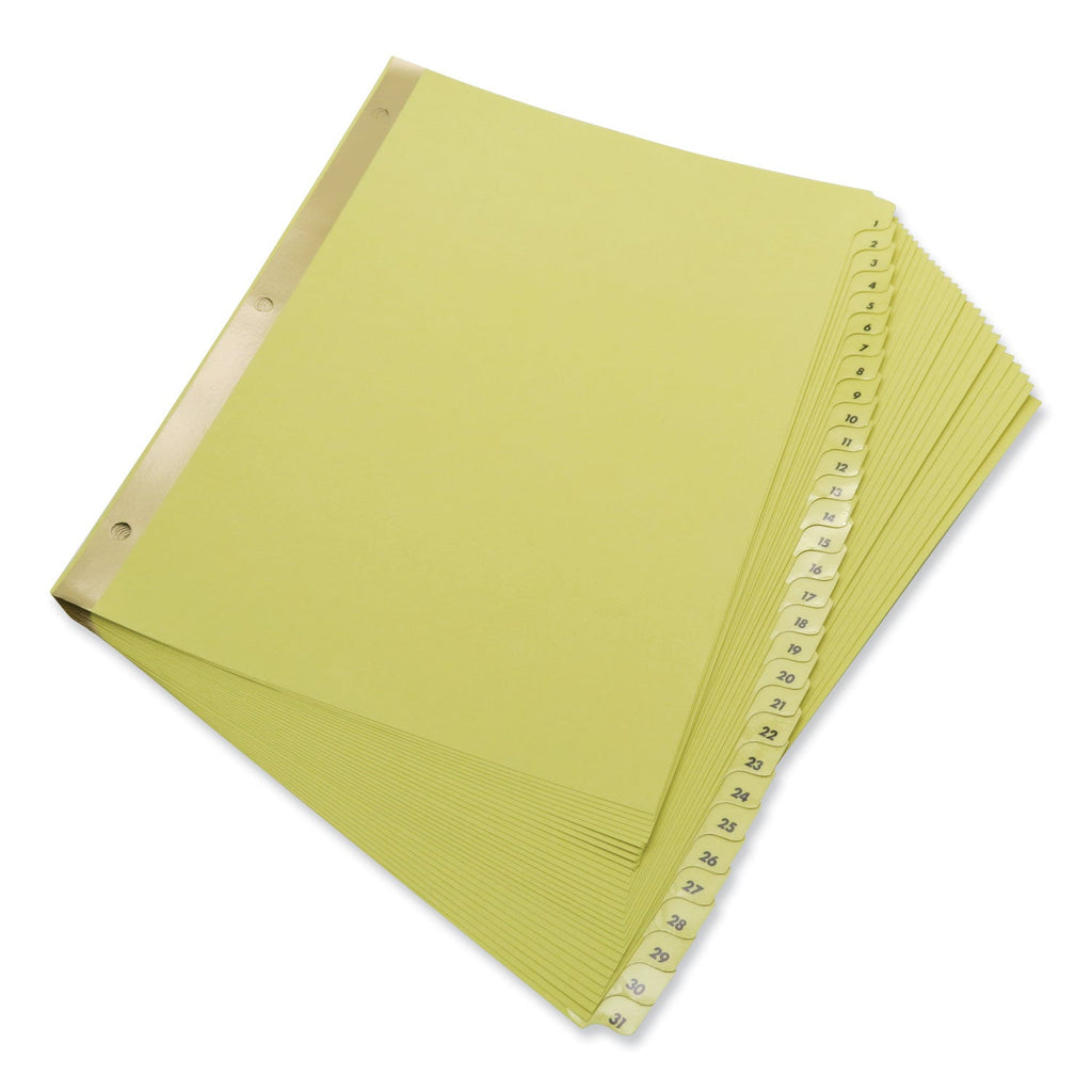 Universal Deluxe Preprinted Plastic Coated Tab Dividers with Black Printing, 31-Tab, 1 to 31, 11 x 8.5, Buff, 1 Set