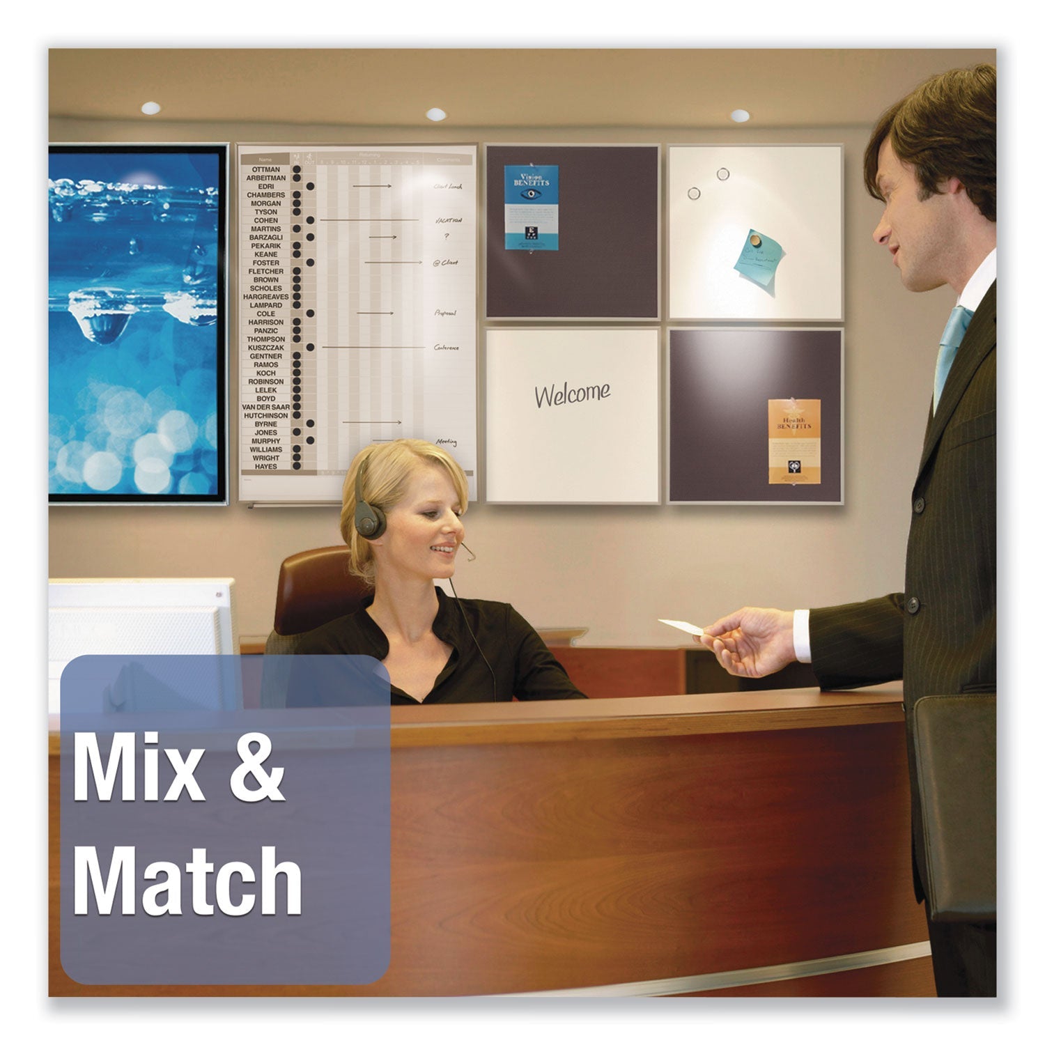 Quartet Matrix Magnetic Boards, Painted Steel, 23 x 23, White, Aluminum Frame