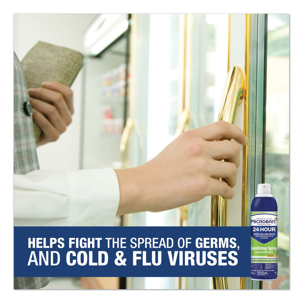 Microban 24-Hour Disinfectant Sanitizing Spray, Citrus, 15 oz Aerosol Spray, 6/Carton
