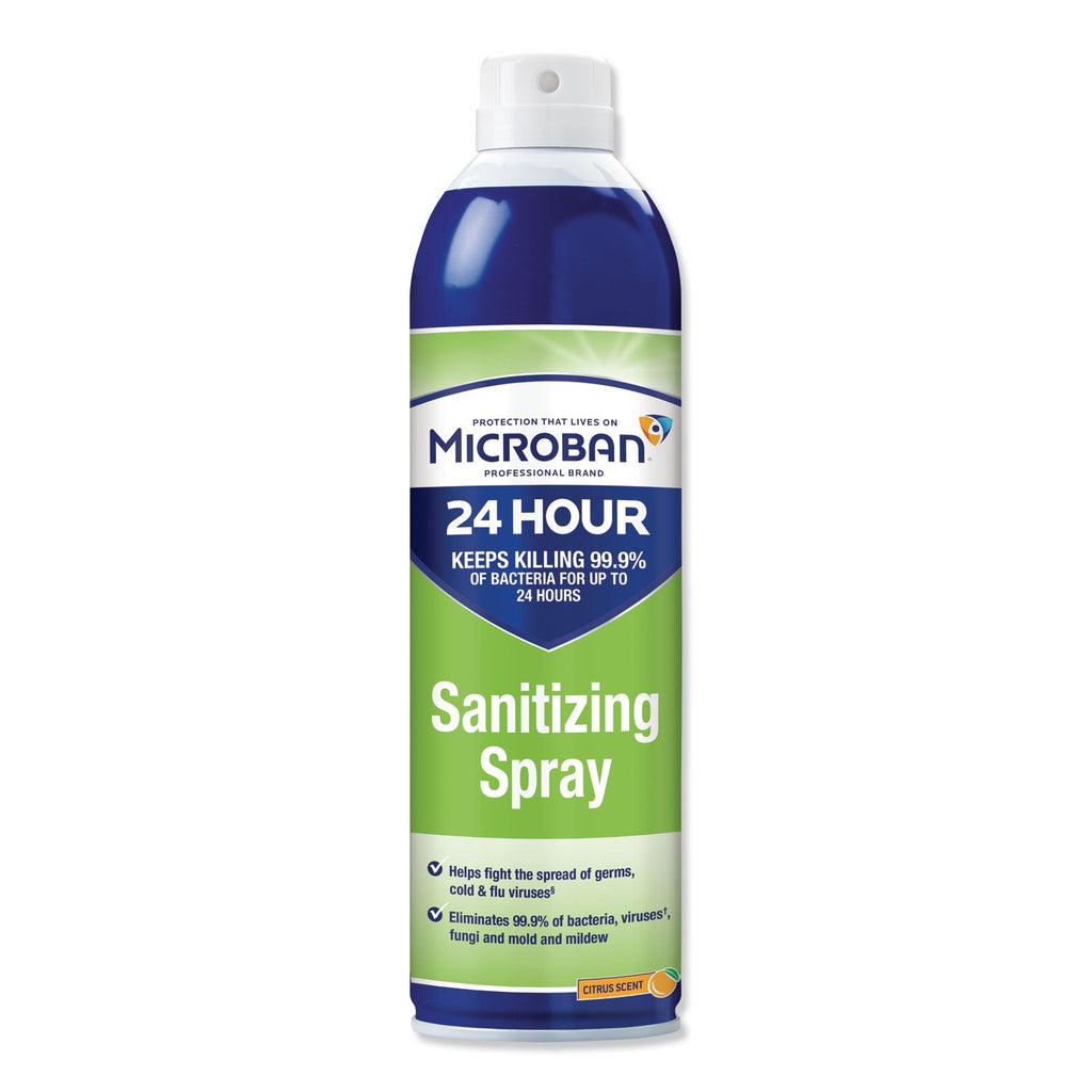 Microban 24-Hour Disinfectant Sanitizing Spray, Citrus, 15 oz Aerosol Spray, 6/Carton