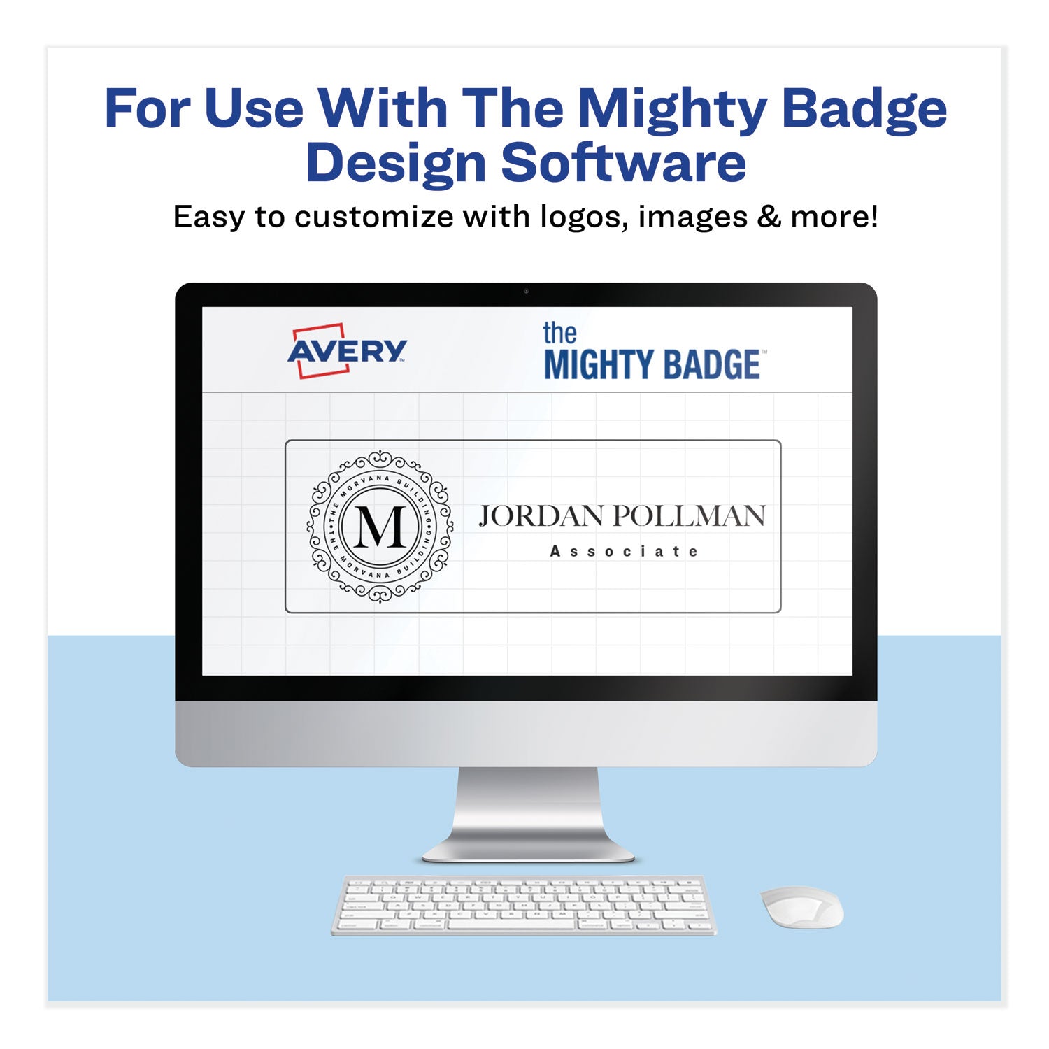 Avery The Mighty Badge Name Badge Inserts, 1 x 3, Clear, Inkjet, 20/Sheet, 5 Sheets/Pack