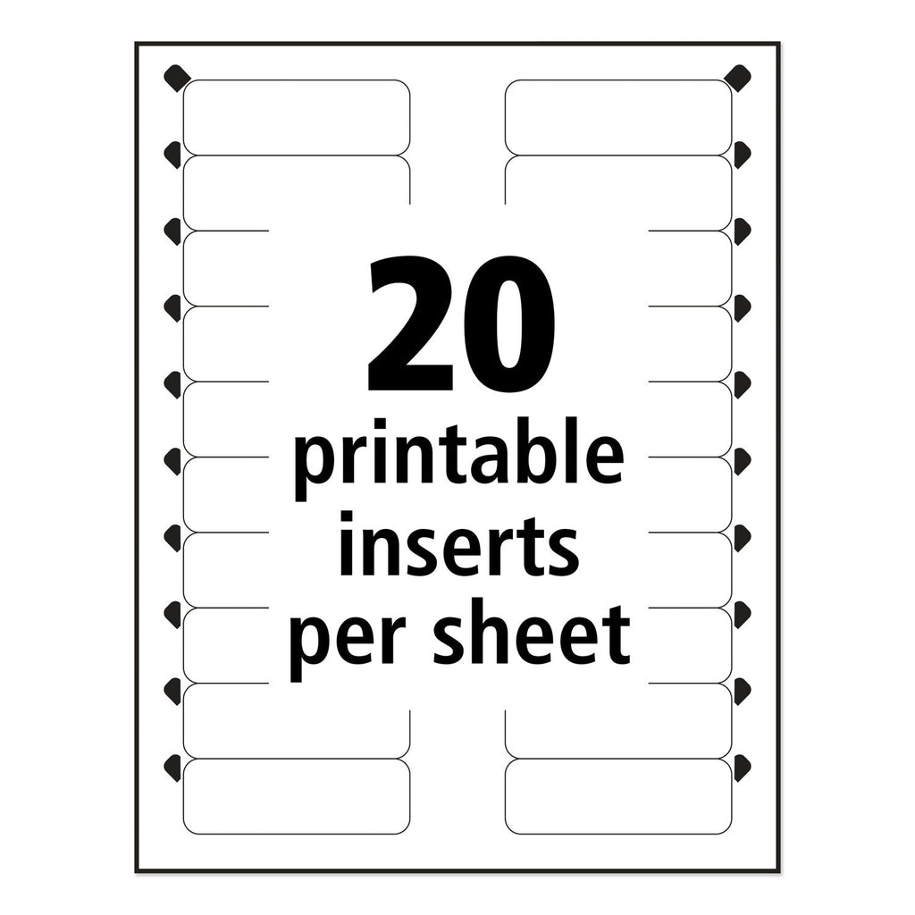Avery The Mighty Badge Name Badge Holder Kit, Horizontal, 3 x 1, Inkjet, Gold, 10 Holders/ 80 Inserts