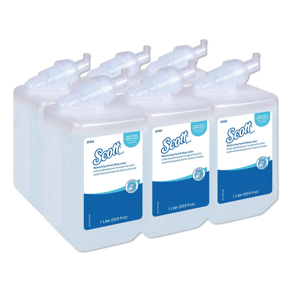 Scott Control Moisturizing Hand and Body Lotion, 1 L Bottle, Fresh Scent, 6/Carton