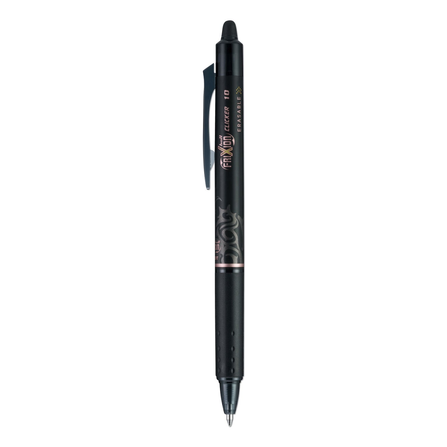 Pilot FriXion Clicker Erasable Gel Pen, Retractable, Bold 1 mm, Black Ink, Black Barrel, Dozen