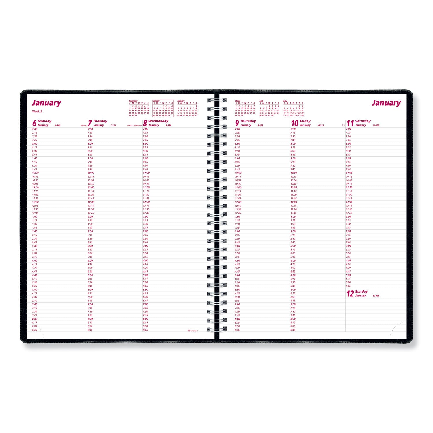 Brownline Essential Collection Weekly Appointment Book in Columnar Format, 11 x 8.5, Black Cover, 12-Month (Jan to Dec): 2023