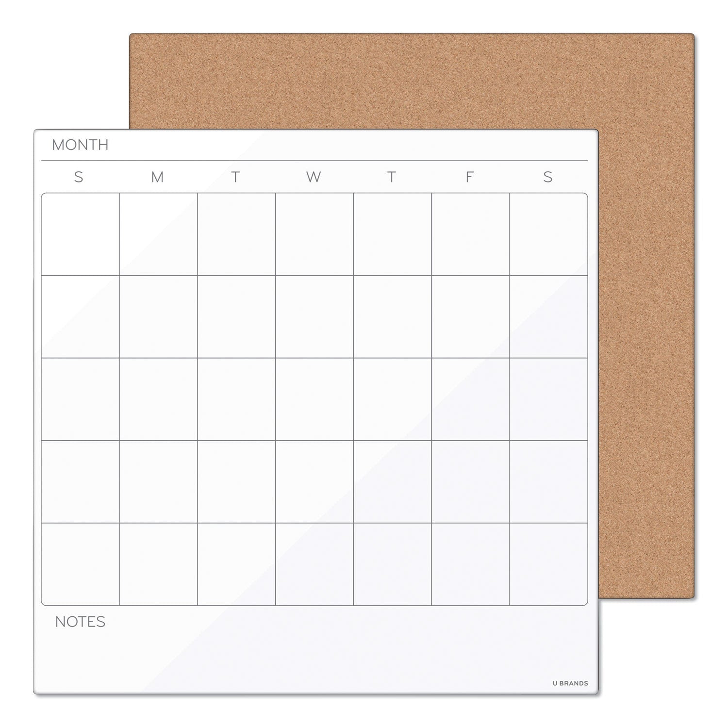 U Brands Tile Board Value Pack with Undated One Month Calendar, 14 x 14, White/Natural, 2/Set