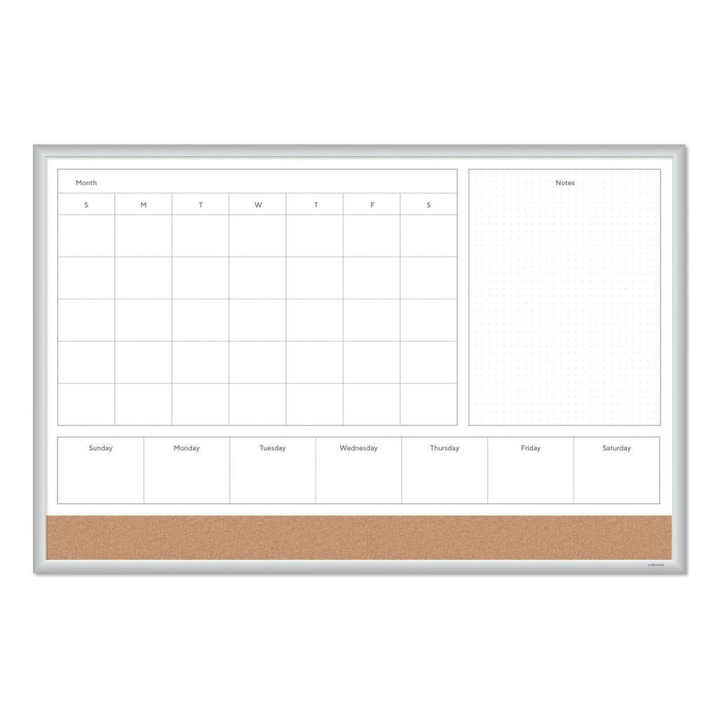 U Brands 4N1 Magnetic Dry Erase Combo Board, 36 x 24, White/Natural