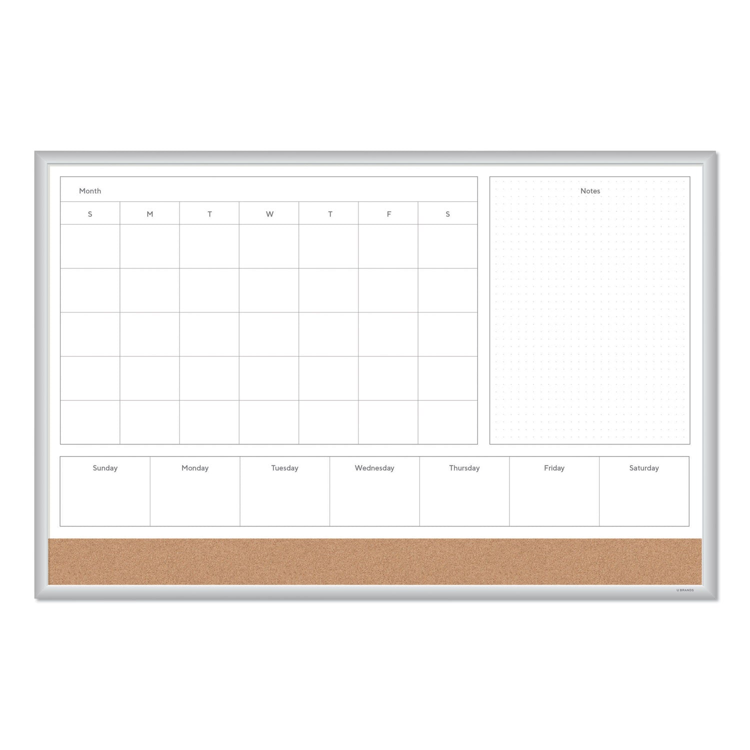 U Brands 4N1 Magnetic Dry Erase Combo Board, 36 x 24, White/Natural