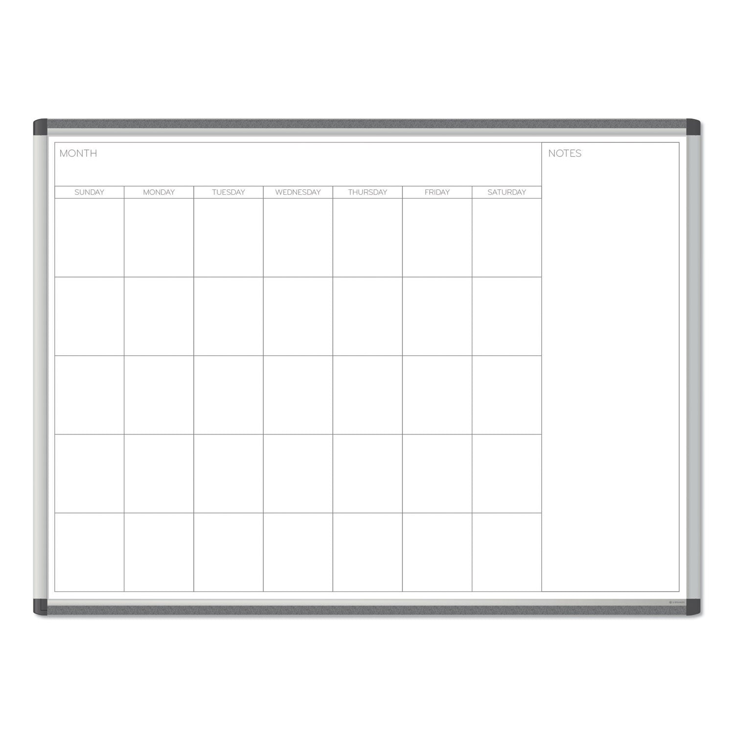 U Brands PINIT Magnetic Dry Erase Undated One Month Calendar, 48 x 36, White