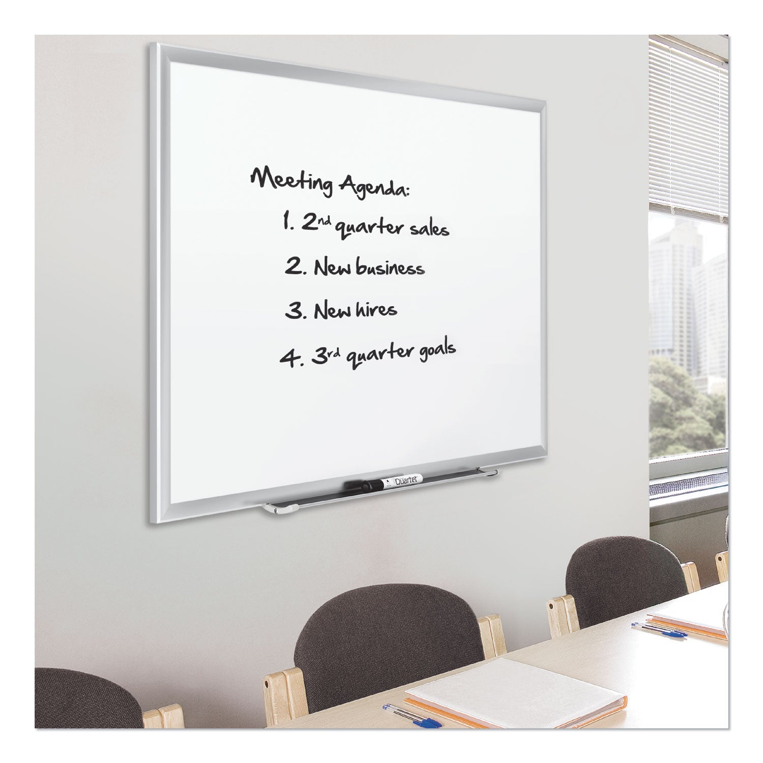 Quartet Classic Series Porcelain Magnetic Board, 36 x 24, White, Silver Aluminum Frame