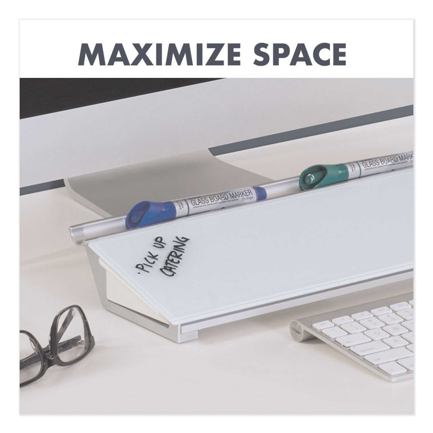 Quartet Glass Dry Erase Desktop Computer Pad, 18 x 6, White
