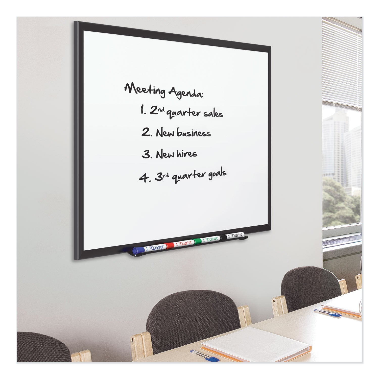 Quartet Classic Porcelain Magnetic Whiteboard, 36 x 24, Black Aluminum Frame