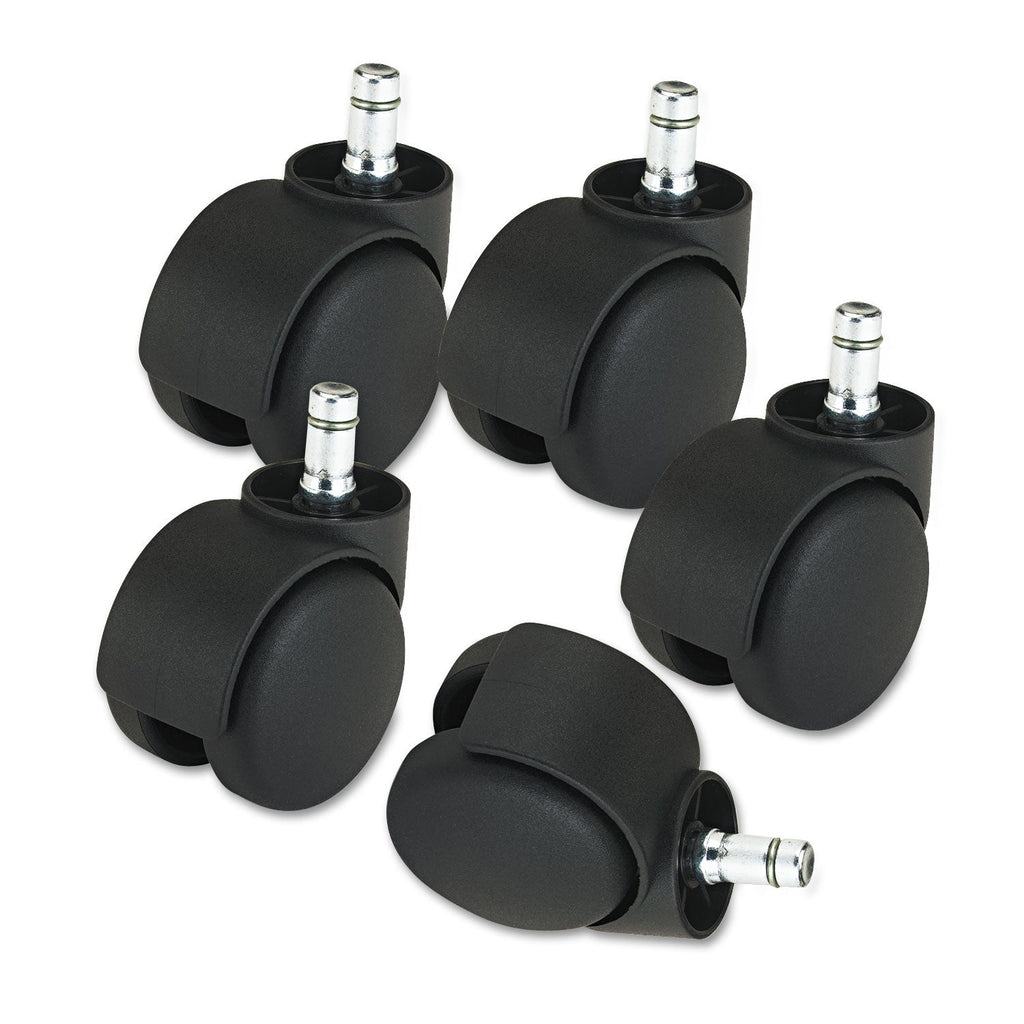 Master Caster Deluxe Futura Casters, Flush Mount, Grip Ring Type B and Type K Stems, 2.19" Hard Nylon Wheel, Matte Black, 5/Set