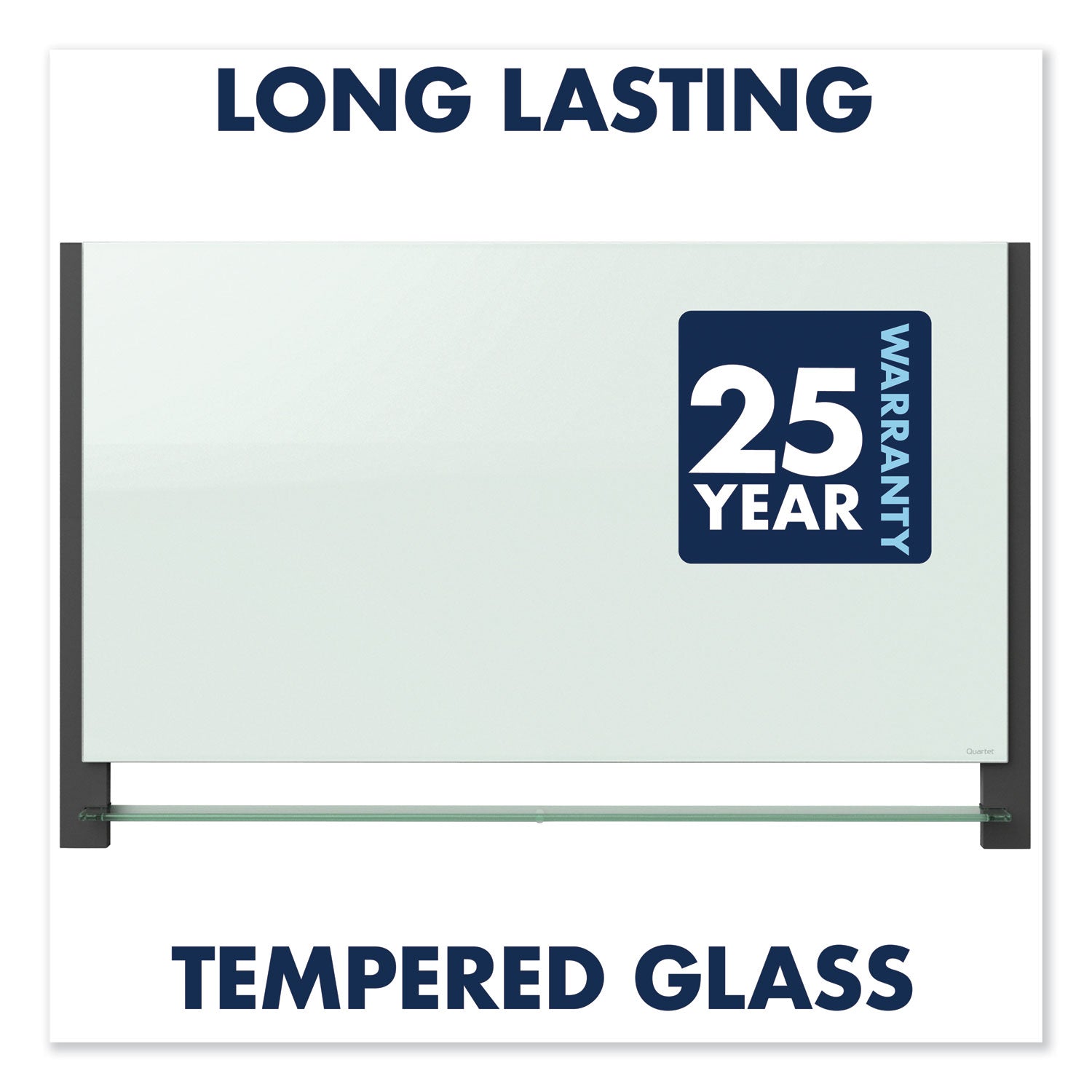 Quartet Evoque Magnetic Glass Marker Board with Black Aluminum Frame, 74 x 42, White