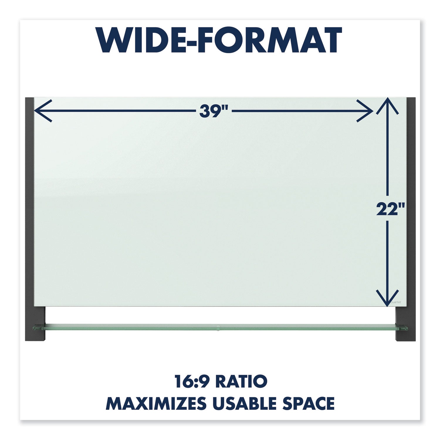 Quartet Evoque Magnetic Glass Marker Board with Black Aluminum Frame, 74 x 42, White