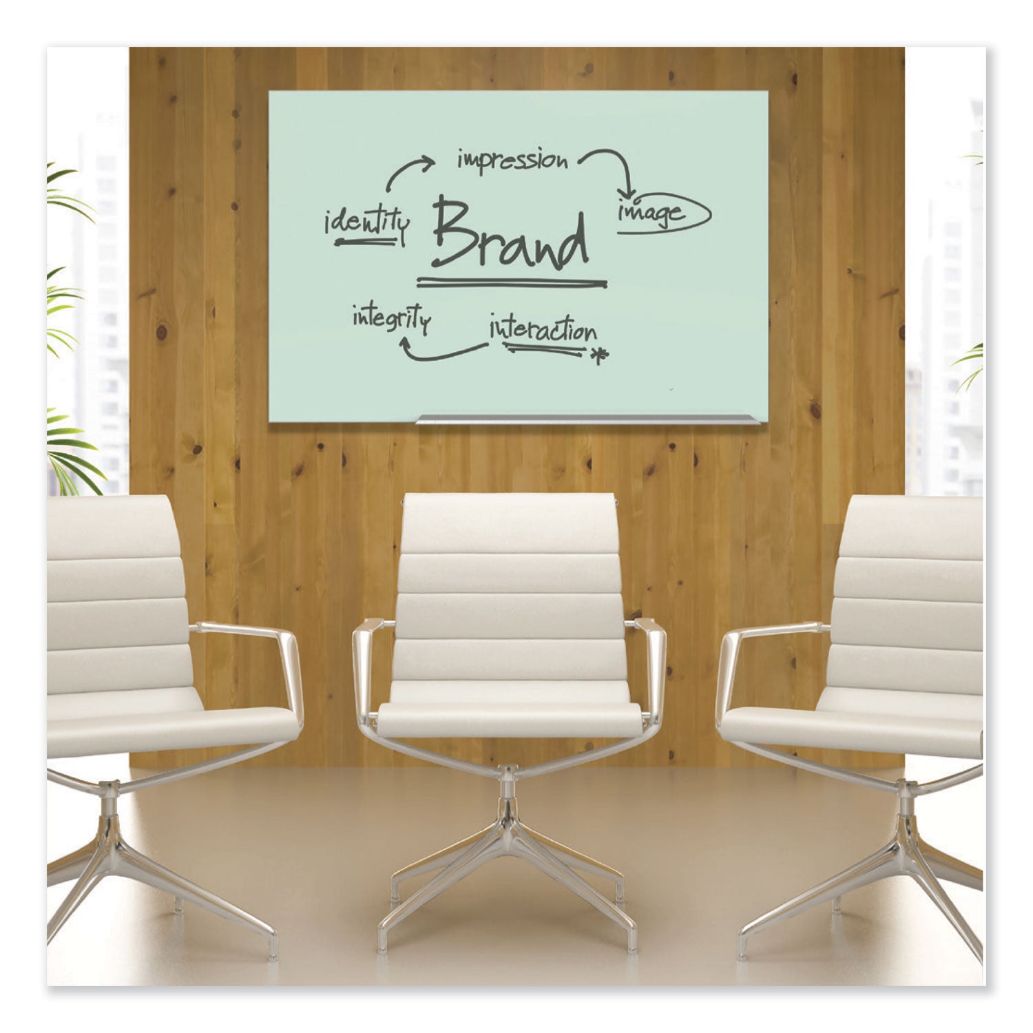 Quartet Element Framed Magnetic Glass Dry-Erase Boards, 74" x 42", Aluminum Frame