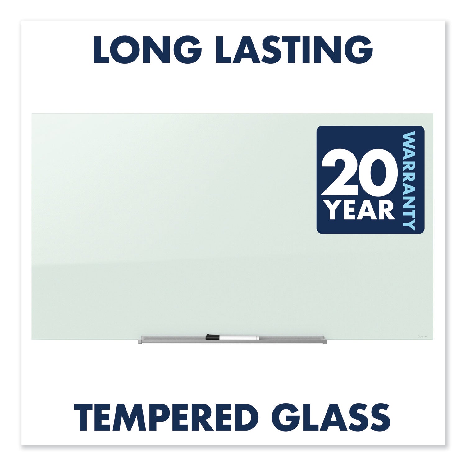 Quartet InvisaMount Magnetic Glass Marker Board, Frameless, 39" x 22", White Surface