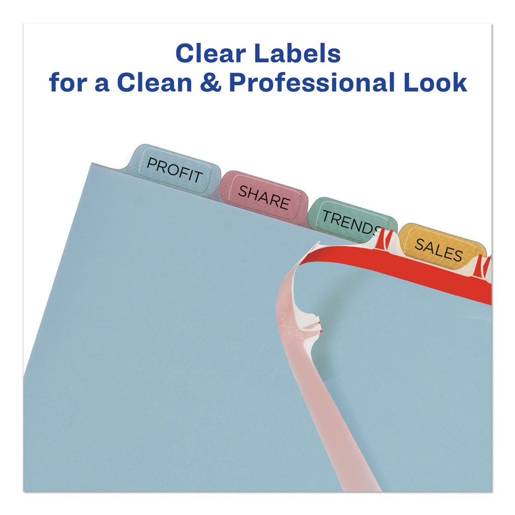 Avery Print and Apply Index Maker Clear Label Plastic Dividers with Printable Label Strip, 8-Tab, 11 x 8.5, Assorted Tabs, 1 Set