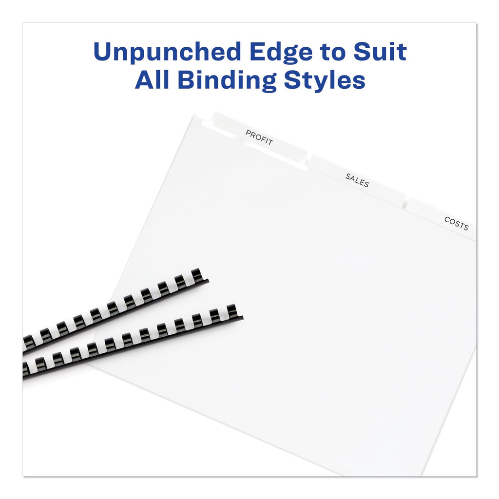 Avery Print and Apply Index Maker Clear Label Unpunched Dividers, 3-Tab, 11 x 8.5, White, 25 Sets