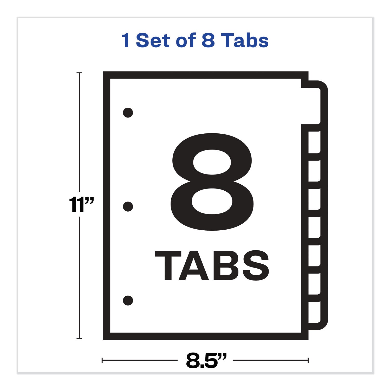 Avery Print and Apply Index Maker Clear Label Plastic Dividers with Printable Label Strip, 8-Tab, 11 x 8.5, Assorted Tabs, 1 Set