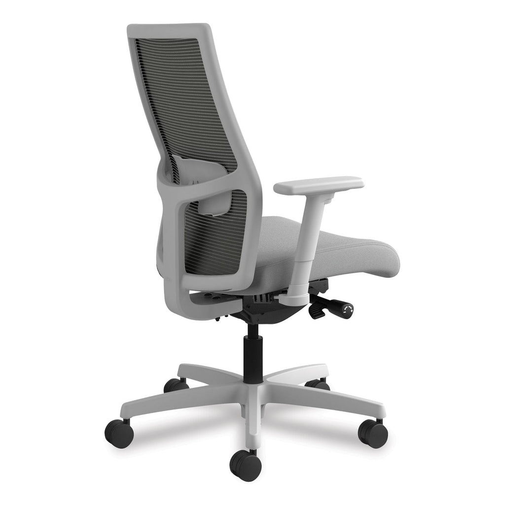 HON Ignition 2.0 4-Way Stretch Mid-Back Mesh Task Chair, Supports Up to 300 lb, Frost Seat, Charcoal Back, Titanium Base