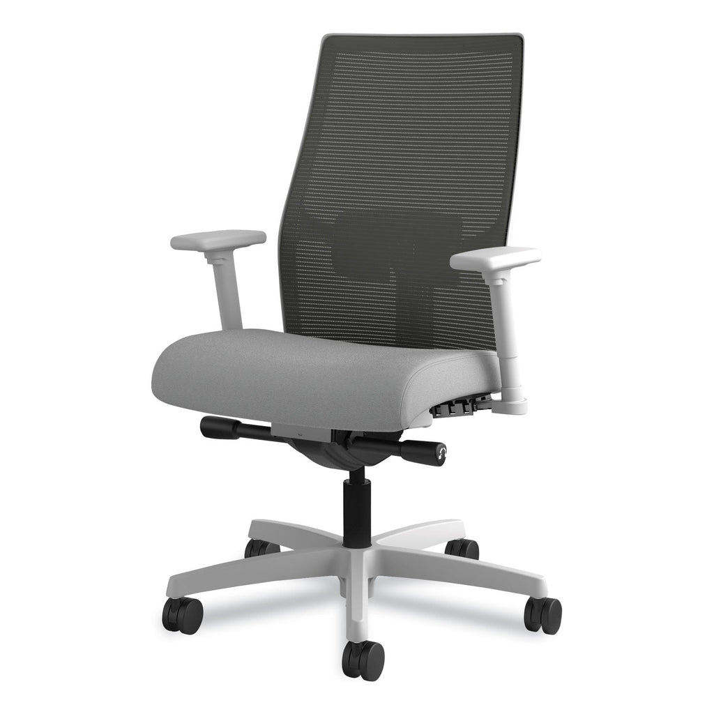 HON Ignition 2.0 4-Way Stretch Mid-Back Mesh Task Chair, Supports Up to 300 lb, Frost Seat, Charcoal Back, Titanium Base