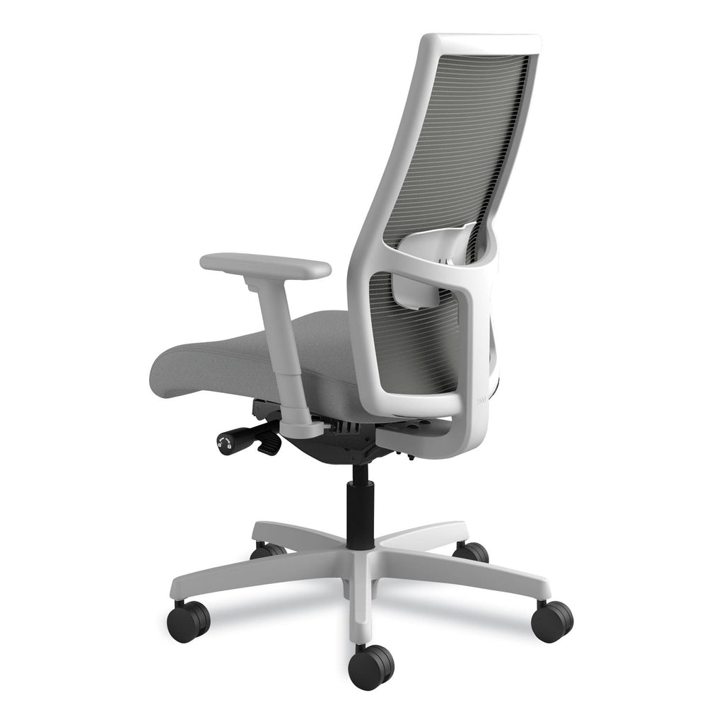 HON Ignition 2.0 4-Way Stretch Mid-Back Mesh Task Chair, Supports Up to 300 lb, Frost Seat, Charcoal Back, Titanium Base