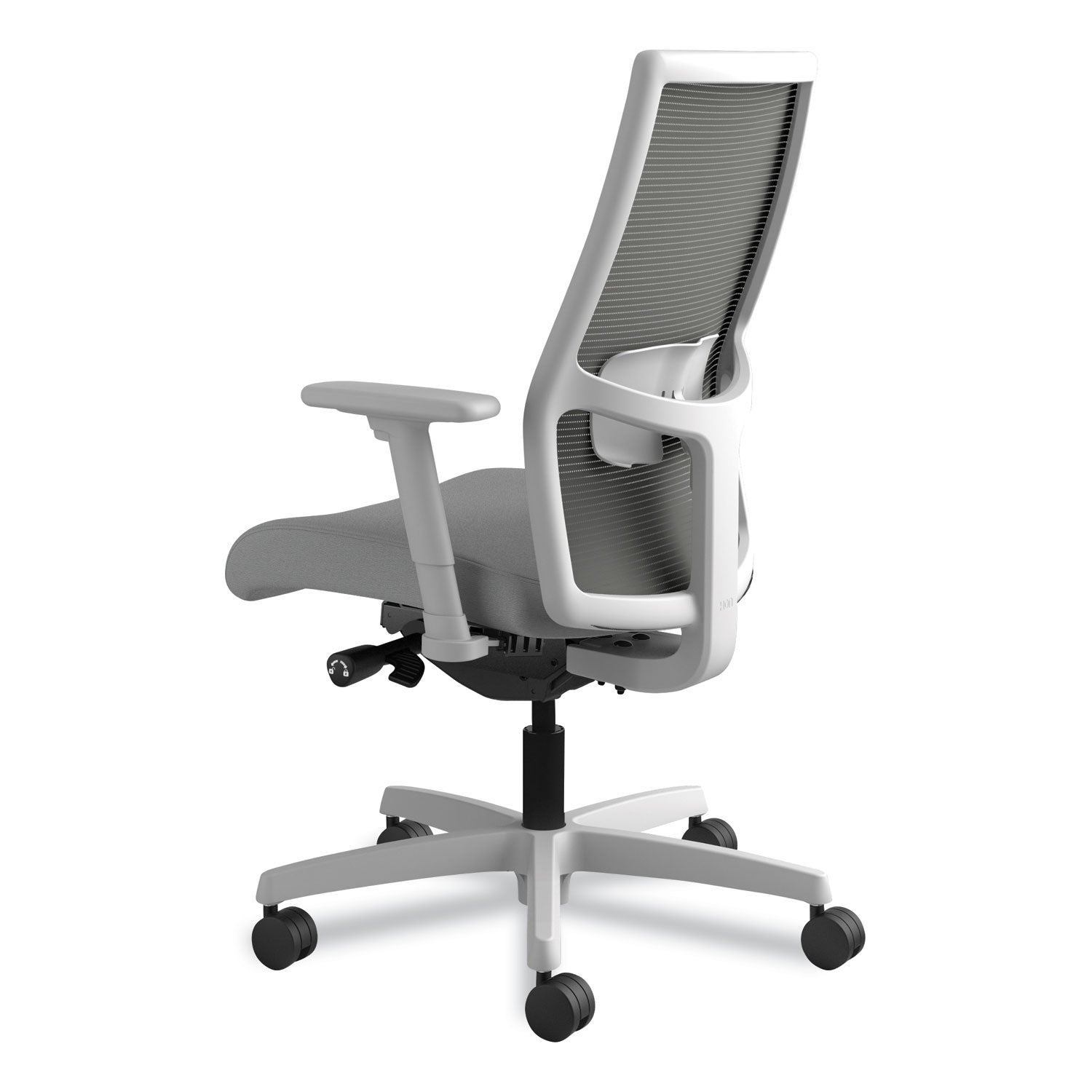 HON Ignition 2.0 4-Way Stretch Mid-Back Mesh Task Chair, Supports Up to 300 lb, Frost Seat, Charcoal Back, Titanium Base