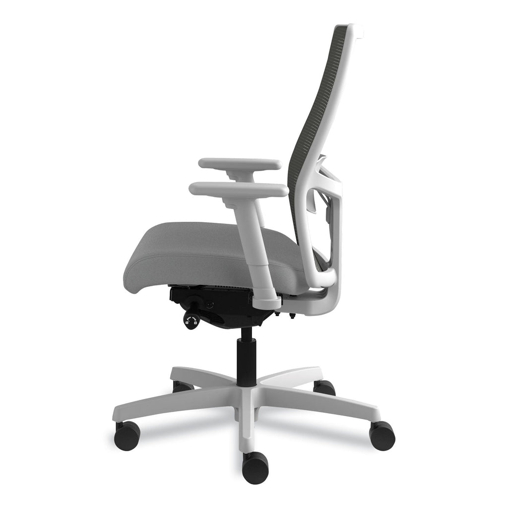 HON Ignition 2.0 4-Way Stretch Mid-Back Mesh Task Chair, Supports Up to 300 lb, Frost Seat, Charcoal Back, Titanium Base