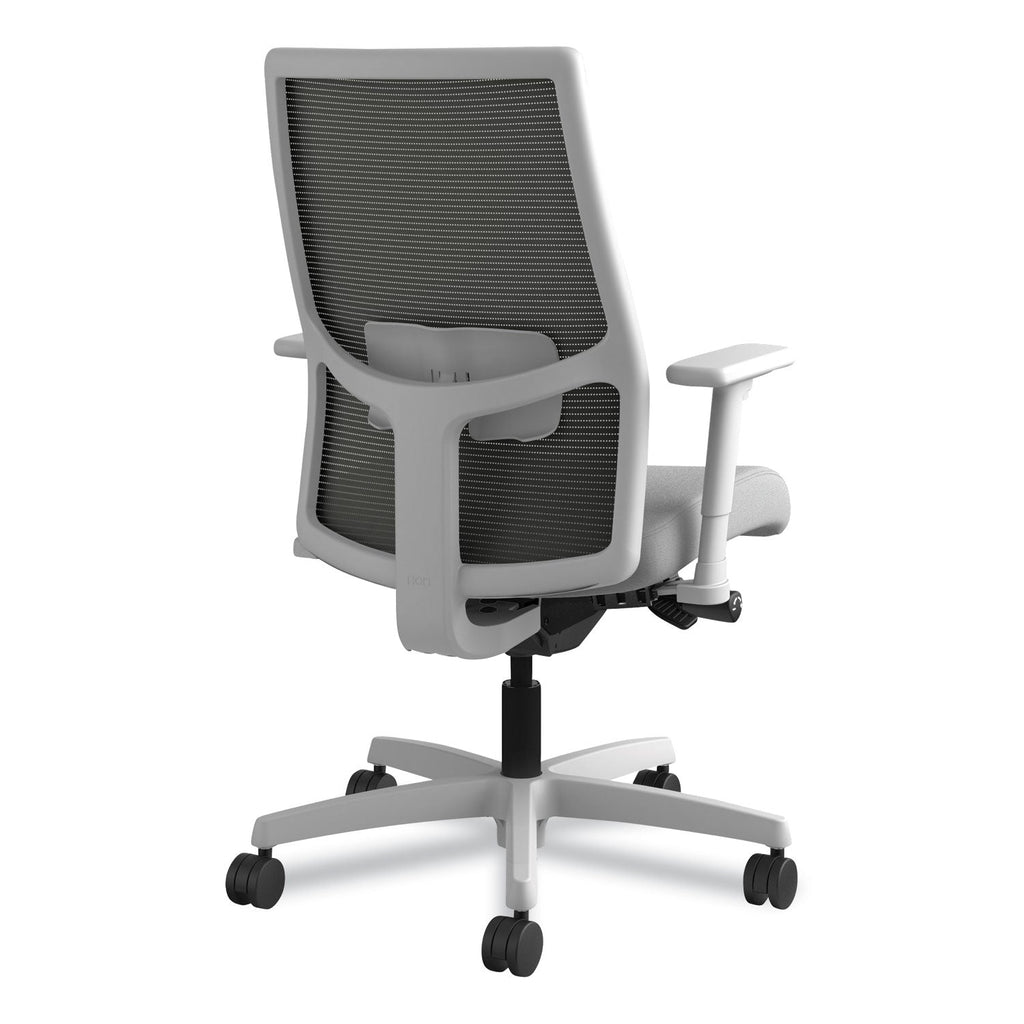 HON Ignition 2.0 4-Way Stretch Mid-Back Mesh Task Chair, Supports Up to 300 lb, Frost Seat, Charcoal Back, Titanium Base