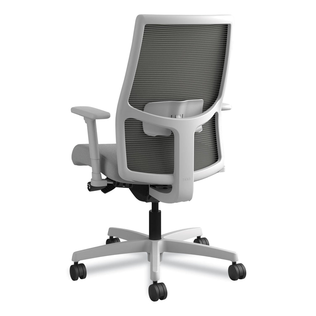 HON Ignition 2.0 4-Way Stretch Mid-Back Mesh Task Chair, Supports Up to 300 lb, Frost Seat, Charcoal Back, Titanium Base