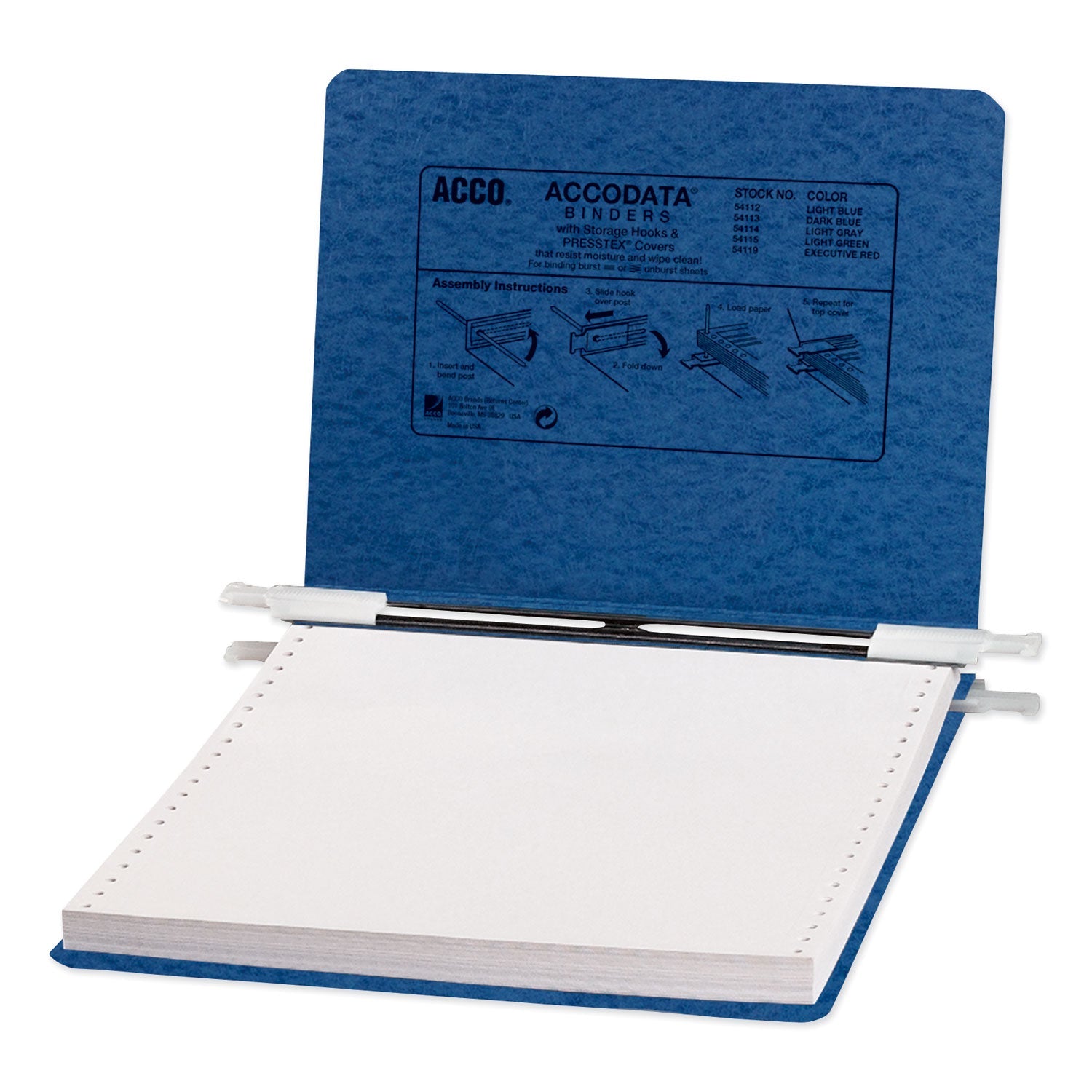 ACCO PRESSTEX Covers with Storage Hooks, 2 Posts, 6" Capacity, 9.5 x 11, Dark Blue