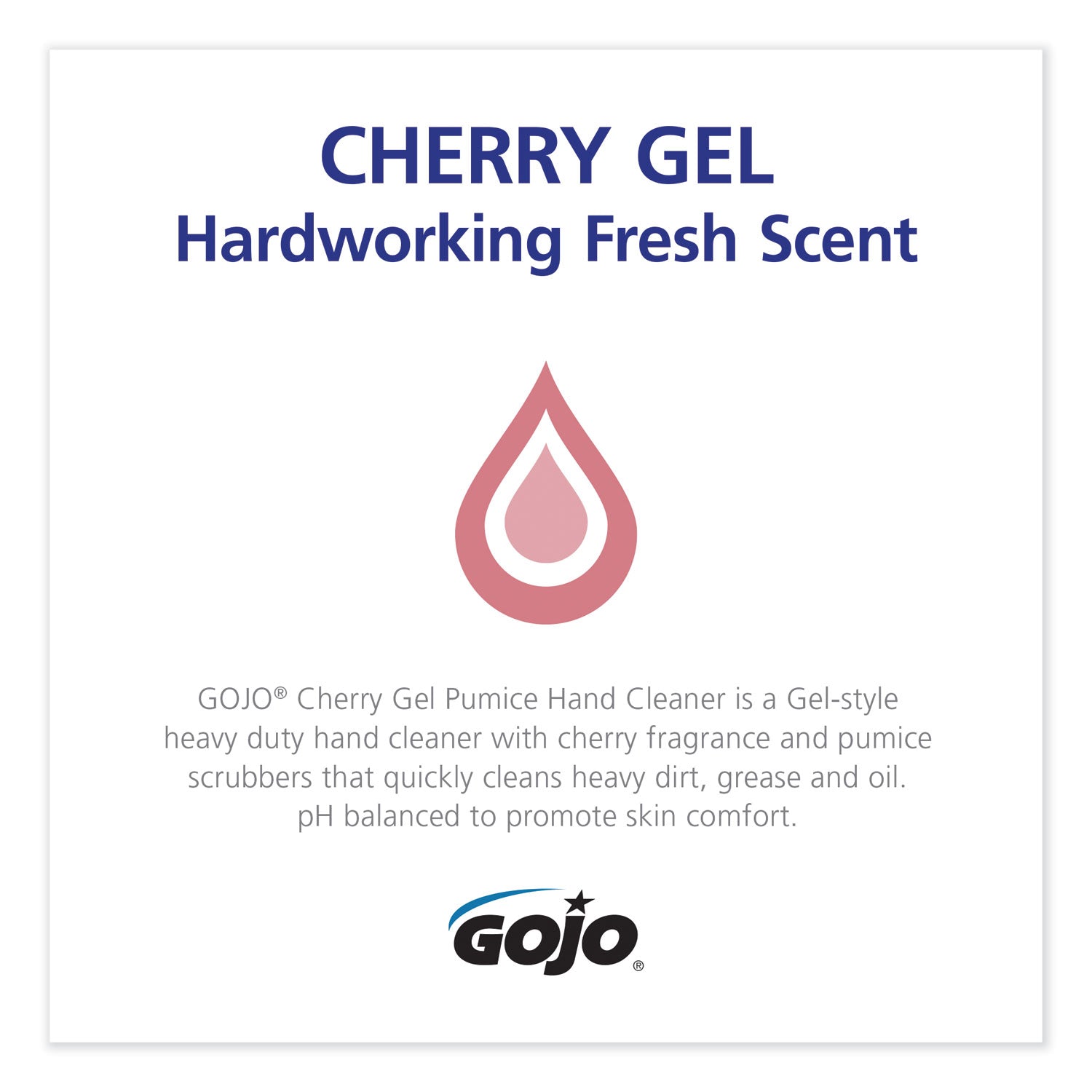 GOJO Cherry Gel Pumice Hand Cleaner, Cherry Scent, 1 gal Bottle, 2/Carton