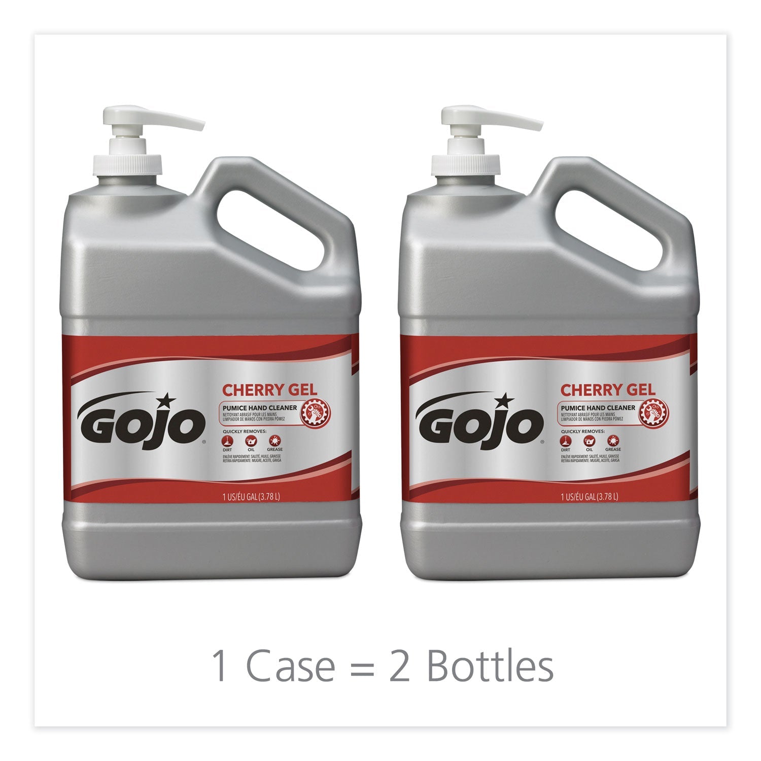 GOJO Cherry Gel Pumice Hand Cleaner, Cherry Scent, 1 gal Bottle, 2/Carton