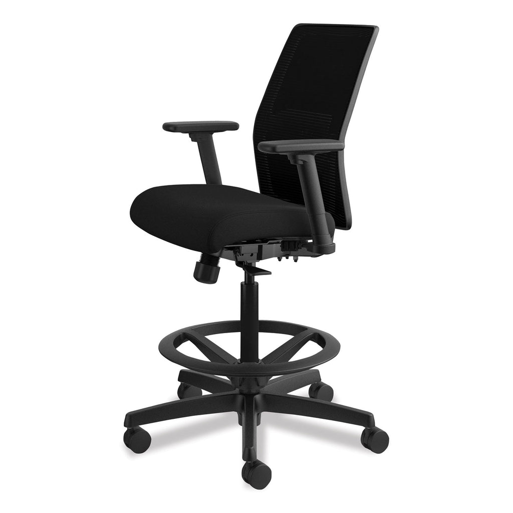 HON Ignition 2.0 Ilira-Stretch Mesh Back Task Stool, Supports Up to 300 lb, 23" to 32" Seat Height, Black