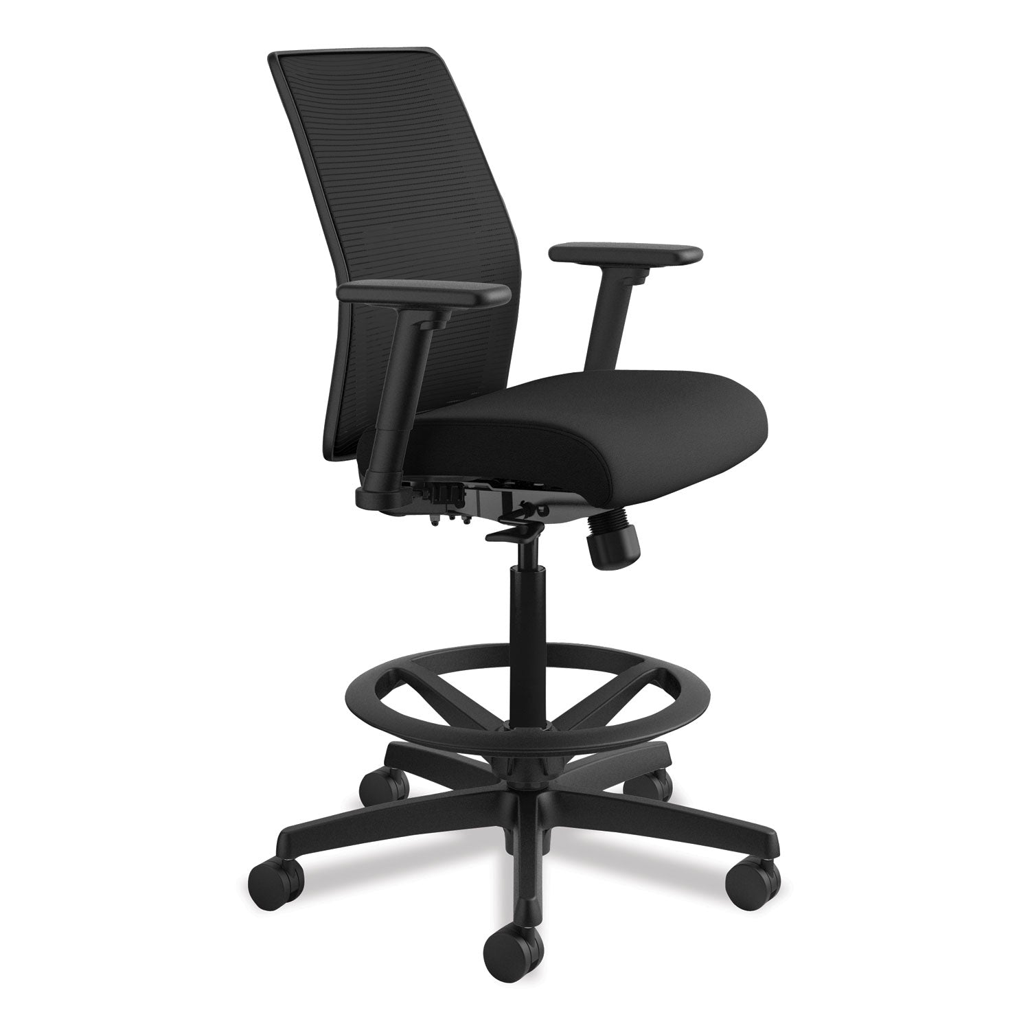 HON Ignition 2.0 Ilira-Stretch Mesh Back Task Stool, Supports Up to 300 lb, 23" to 32" Seat Height, Black