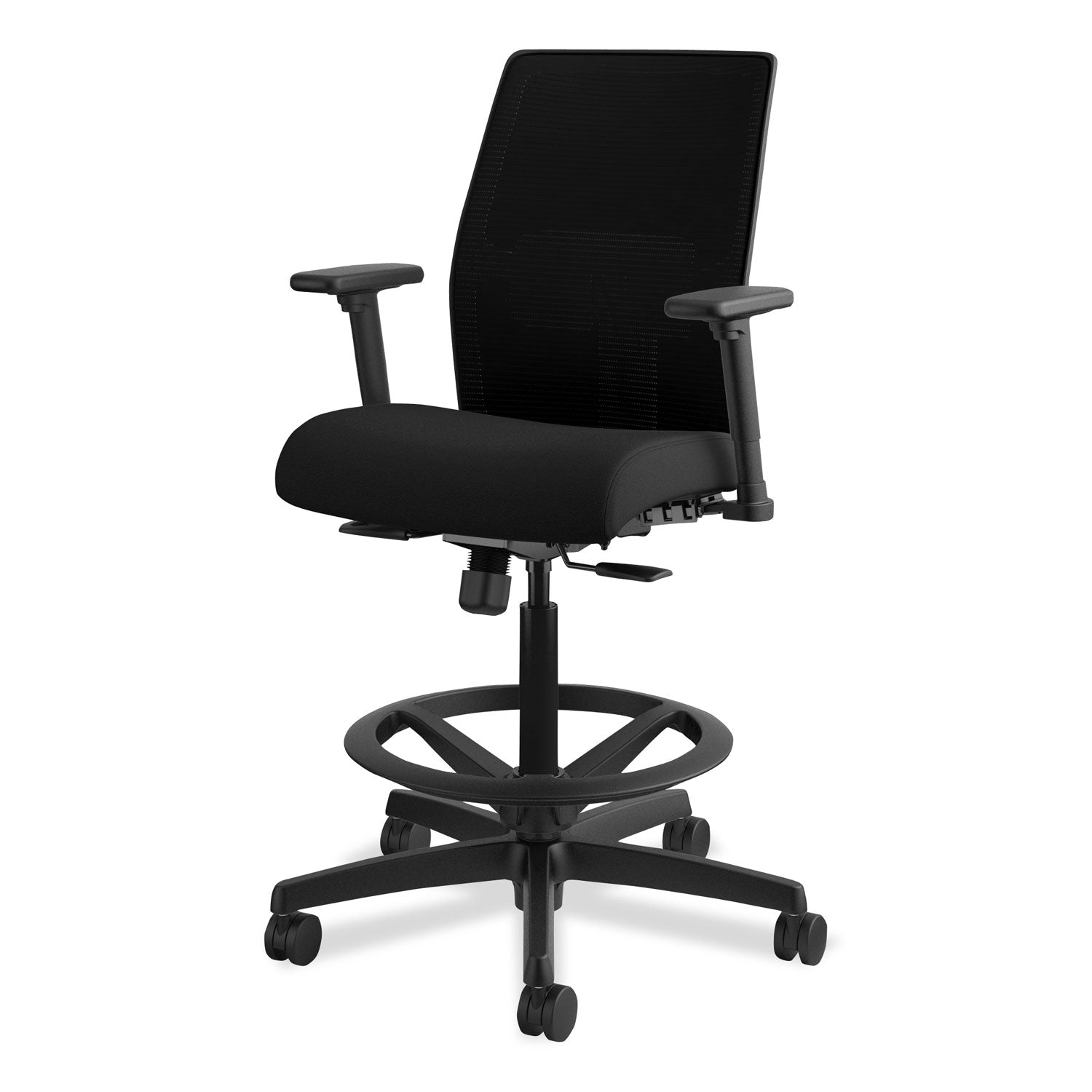 HON Ignition 2.0 Ilira-Stretch Mesh Back Task Stool, Supports Up to 300 lb, 23" to 32" Seat Height, Black