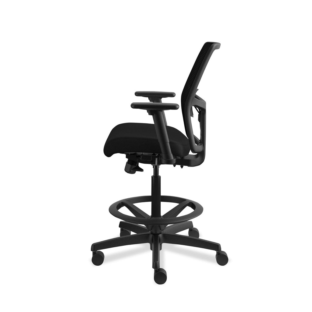 HON Ignition 2.0 Ilira-Stretch Mesh Back Task Stool, Supports Up to 300 lb, 23" to 32" Seat Height, Black