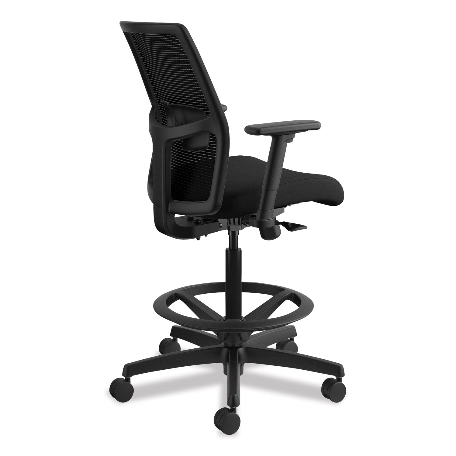 HON Ignition 2.0 Ilira-Stretch Mesh Back Task Stool, Supports Up to 300 lb, 23" to 32" Seat Height, Black