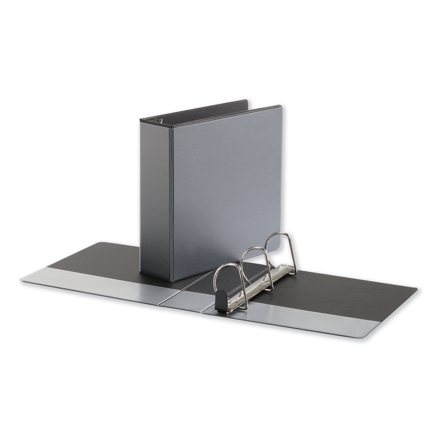 Universal Deluxe Easy-to-Open D-Ring View Binder, 3 Rings, 3" Capacity, 11 x 8.5, Black