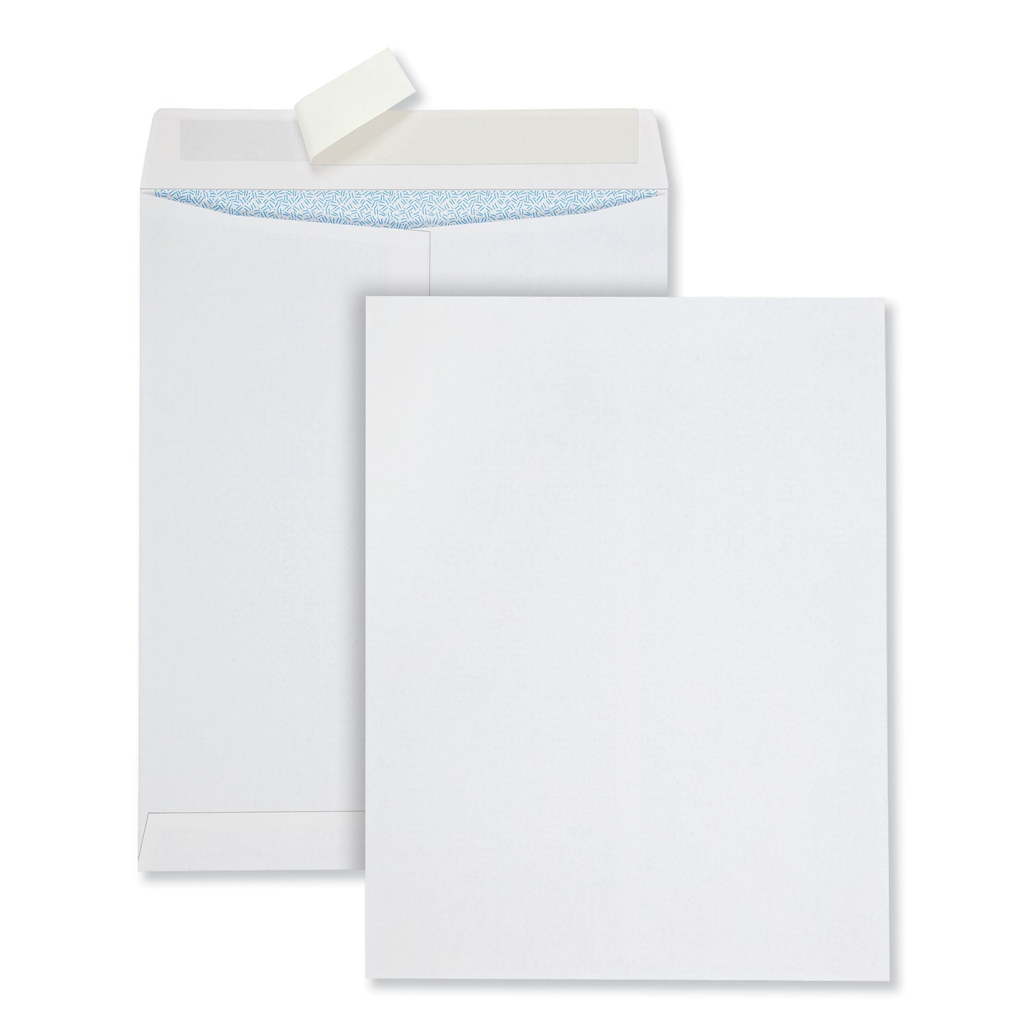 Quality Park Redi-Strip Security Tinted Envelope, #13 1/2, Square Flap, Redi-Strip Adhesive Closure, 10 x 13, White, 100/Box