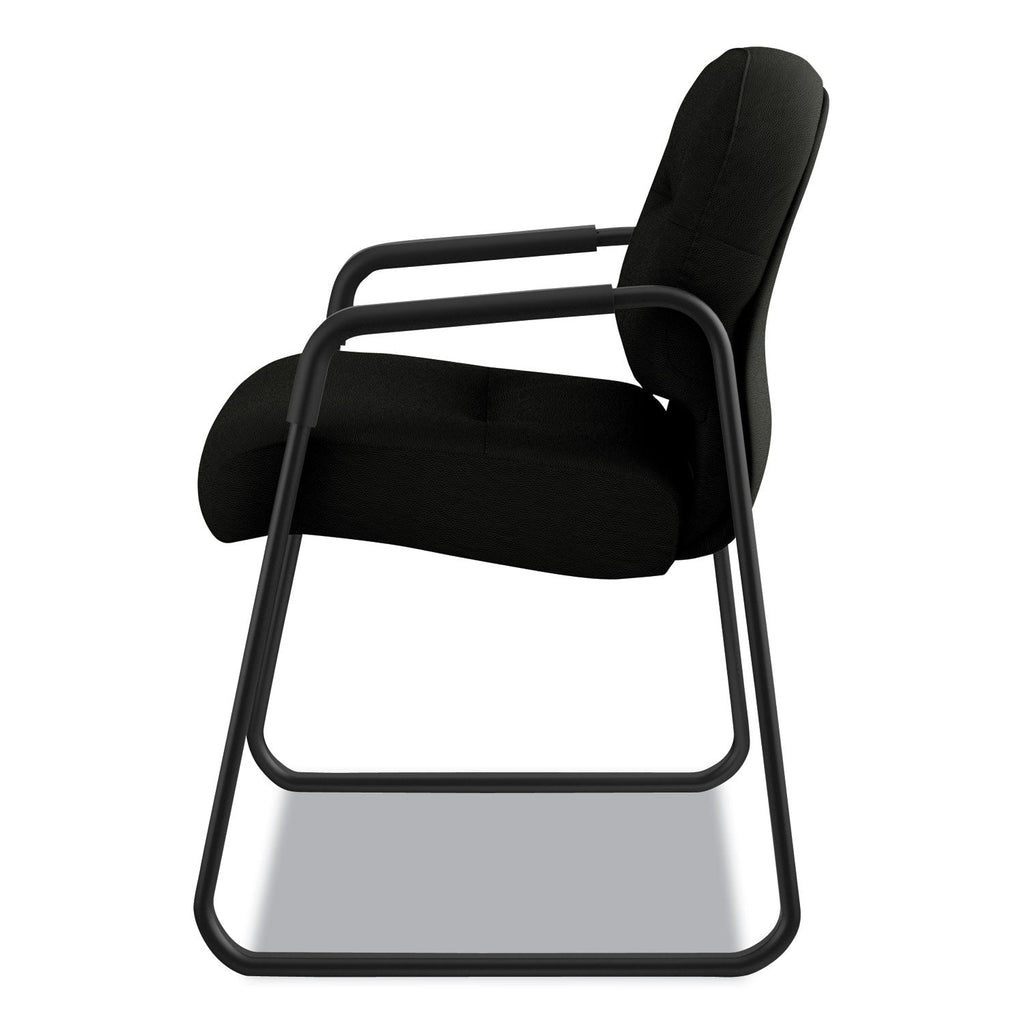 HON Pillow-Soft 2090 Series Guest Arm Chair, Leather, 31.25" x 35.75" x 36", Black