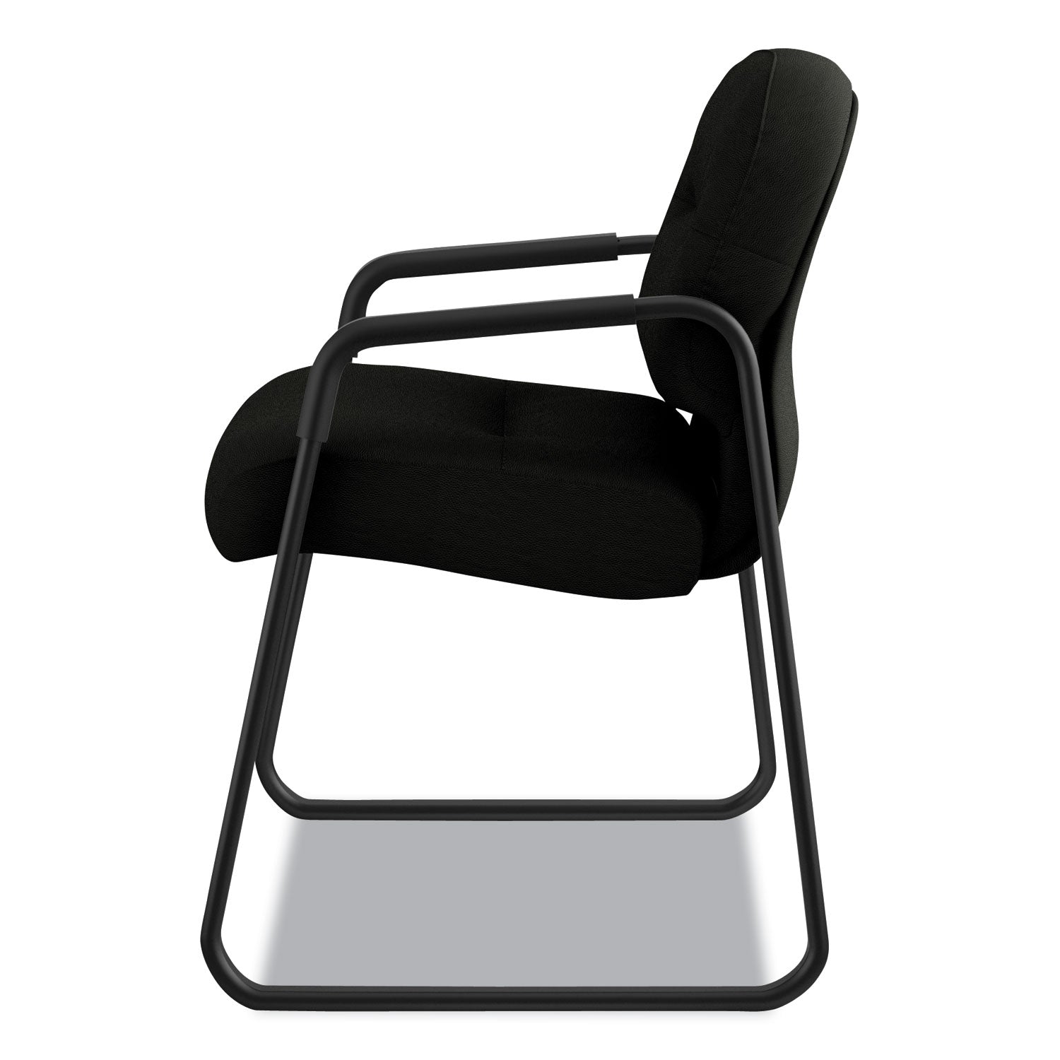 HON Pillow-Soft 2090 Series Guest Arm Chair, Leather, 31.25" x 35.75" x 36", Black