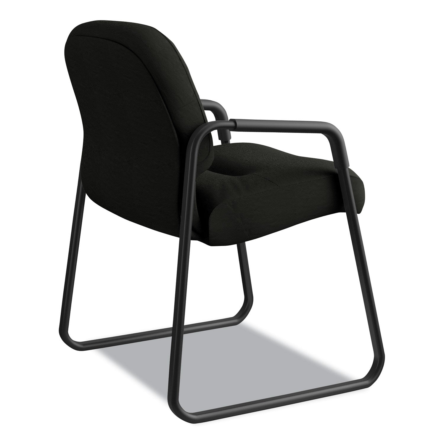 HON Pillow-Soft 2090 Series Guest Arm Chair, Leather, 31.25" x 35.75" x 36", Black