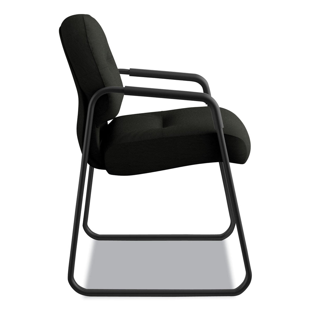 HON Pillow-Soft 2090 Series Guest Arm Chair, Leather, 31.25" x 35.75" x 36", Black