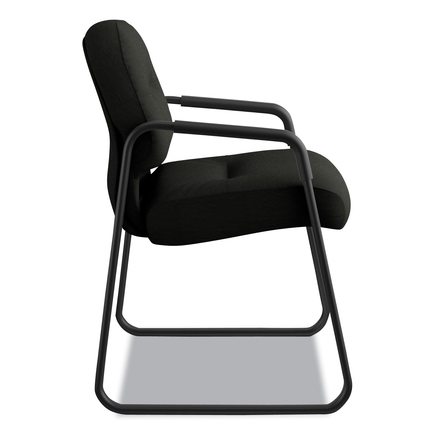 HON Pillow-Soft 2090 Series Guest Arm Chair, Leather, 31.25" x 35.75" x 36", Black