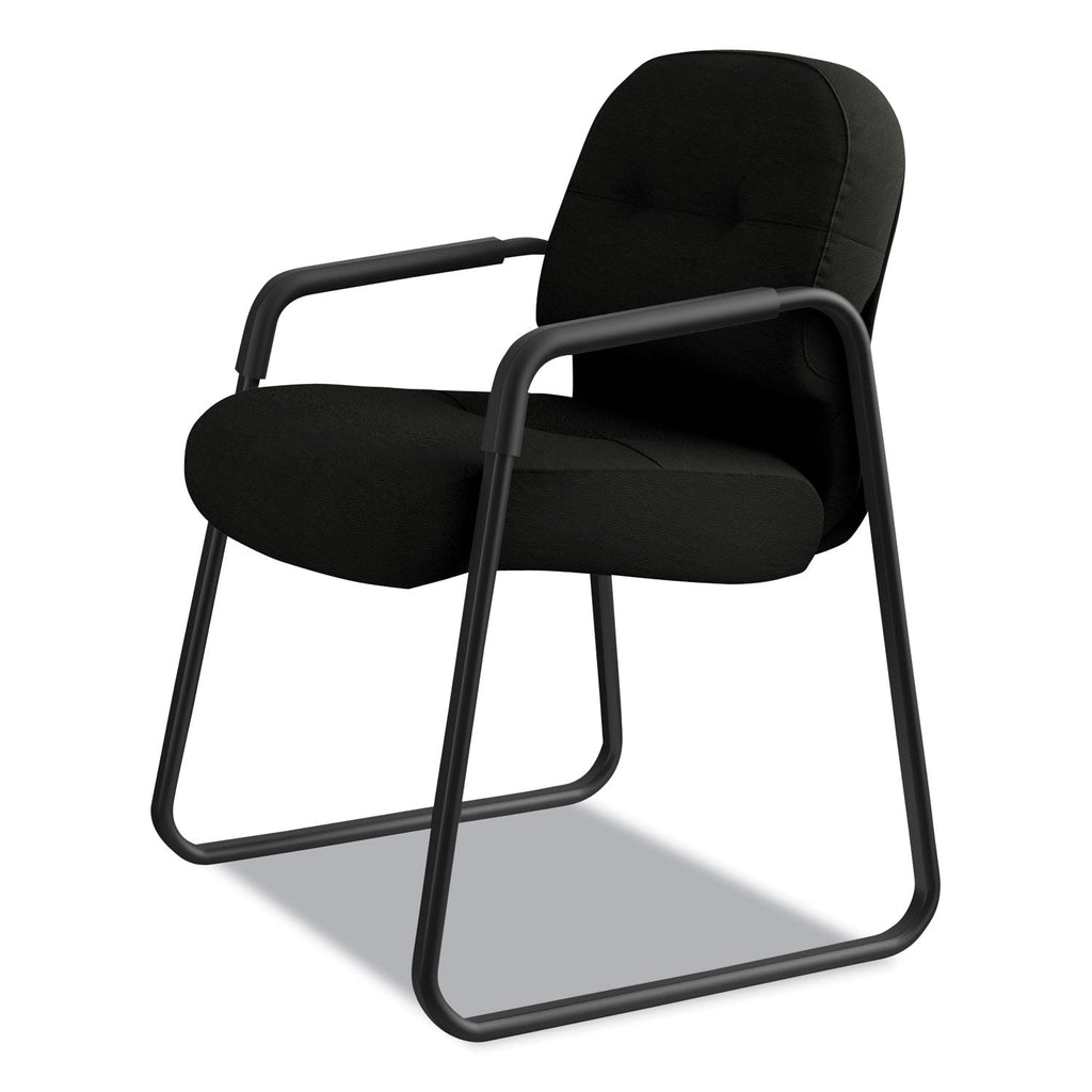 HON Pillow-Soft 2090 Series Guest Arm Chair, Leather, 31.25" x 35.75" x 36", Black