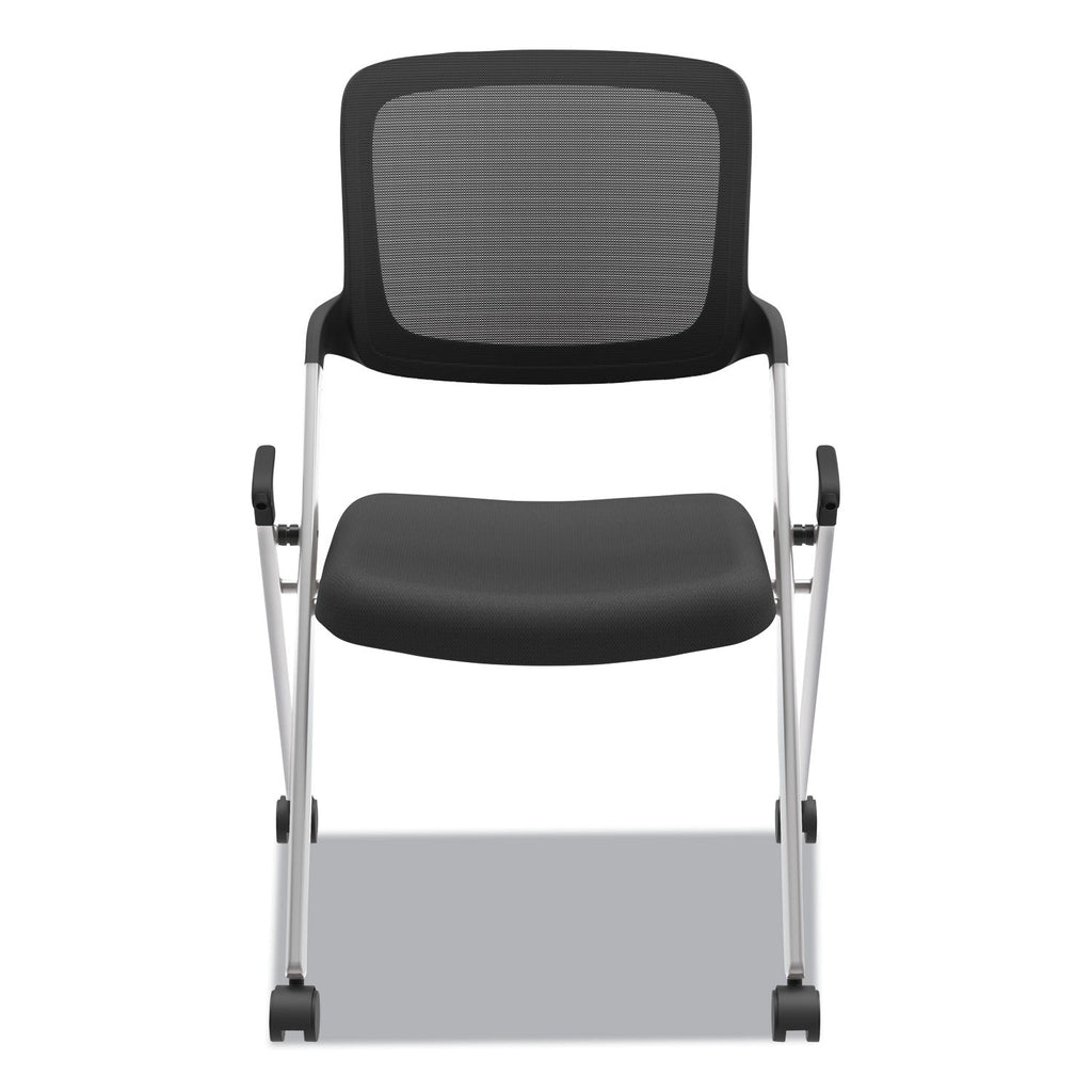 HON VL304 Mesh Back Nesting Chair, Supports Up to 250 lb, Black Seat/Back, Silver Base