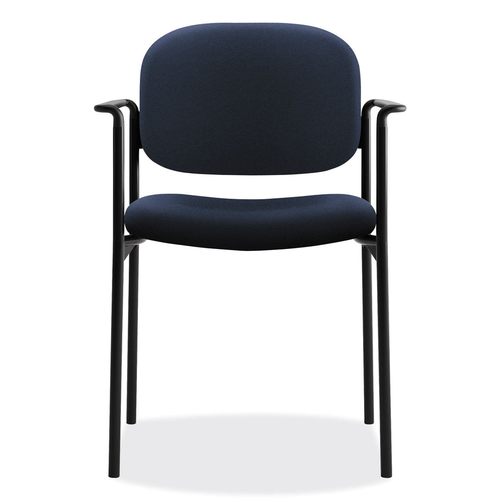 HON VL616 Stacking Guest Chair with Arms, Supports Up to 250 lb, Navy Seat/Back, Black Base